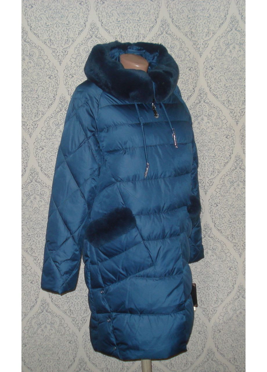 Бірюзова демісезонна куртка з хутром 1873 HAILUOZI