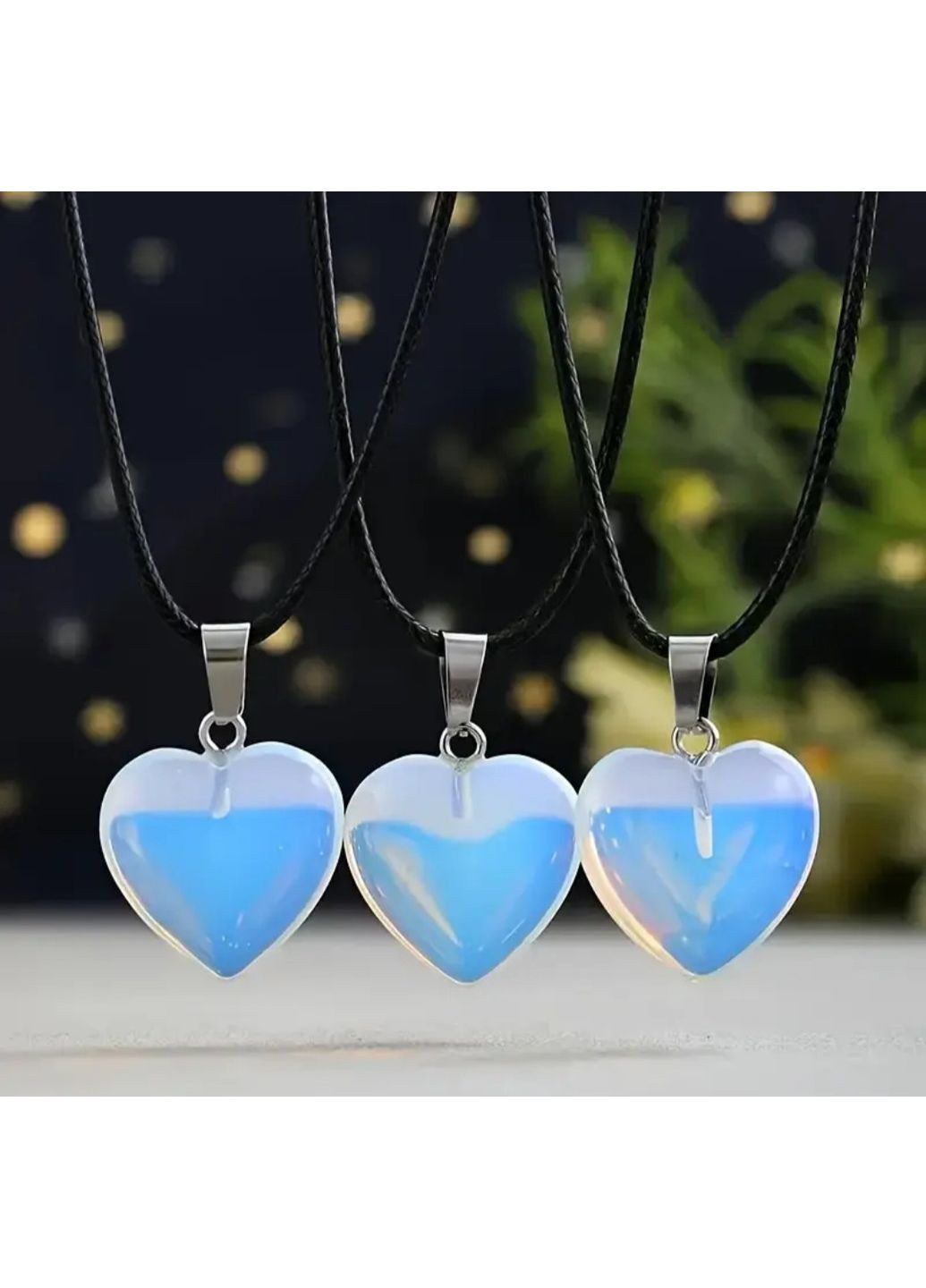 Подвеска сердце из опалового камня на шнурке No Brand (358691085)