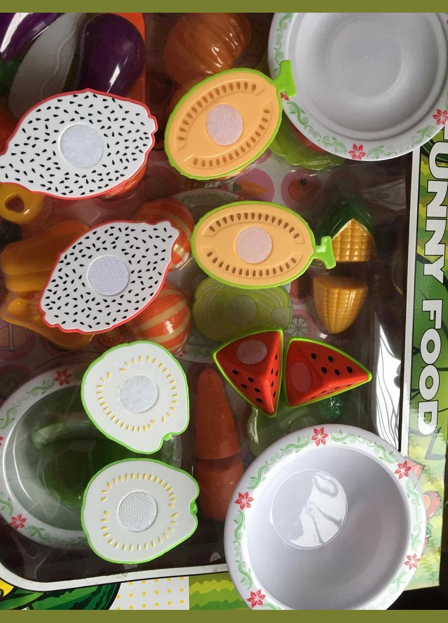 Продукты (набор) на липучке, овощи, тарелки 4шт, в кор., 4232-6,5см618B No Brand (301648945)