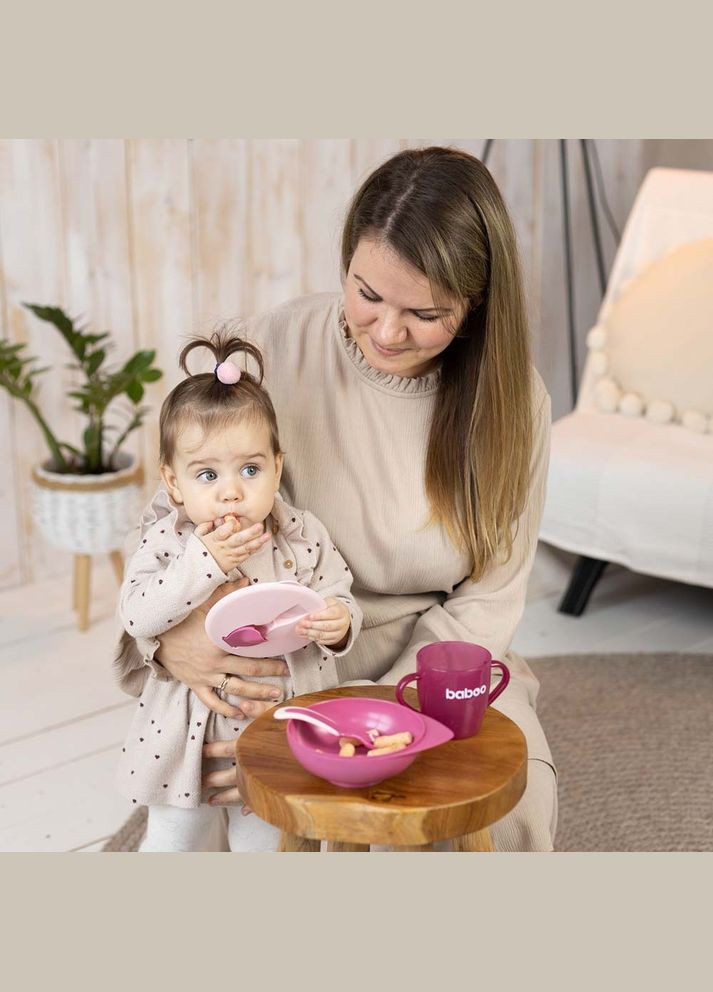 Мисочка з кришкою та ложечкою, 6+ міс, рожевий () Baboo 9-027 (335973847)