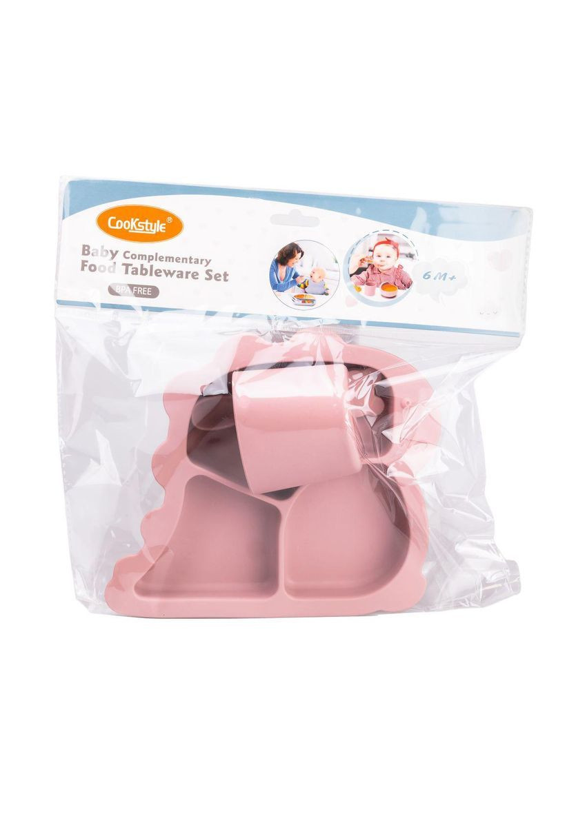 Детский набор силиконовой посуды 3 предмета Розовый HP34545P TS Kitchen (368767542)