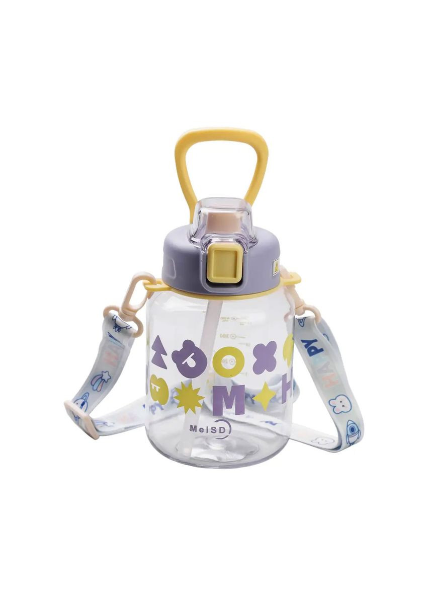 Бутылка для воды детская 650 мл фиолетовая на ремешке для спорта и школы питьевая емкость ProDobro (364189904)
