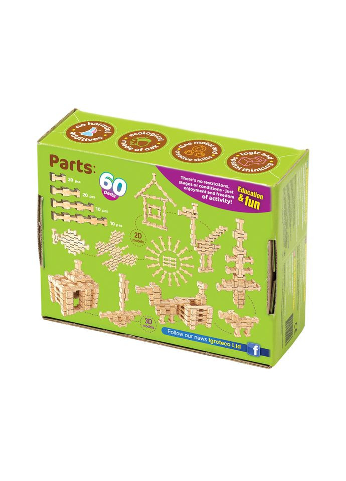 Дерев'яний конструктор "Фантазія" 900057, 60 деталей Igroteco (316531790)