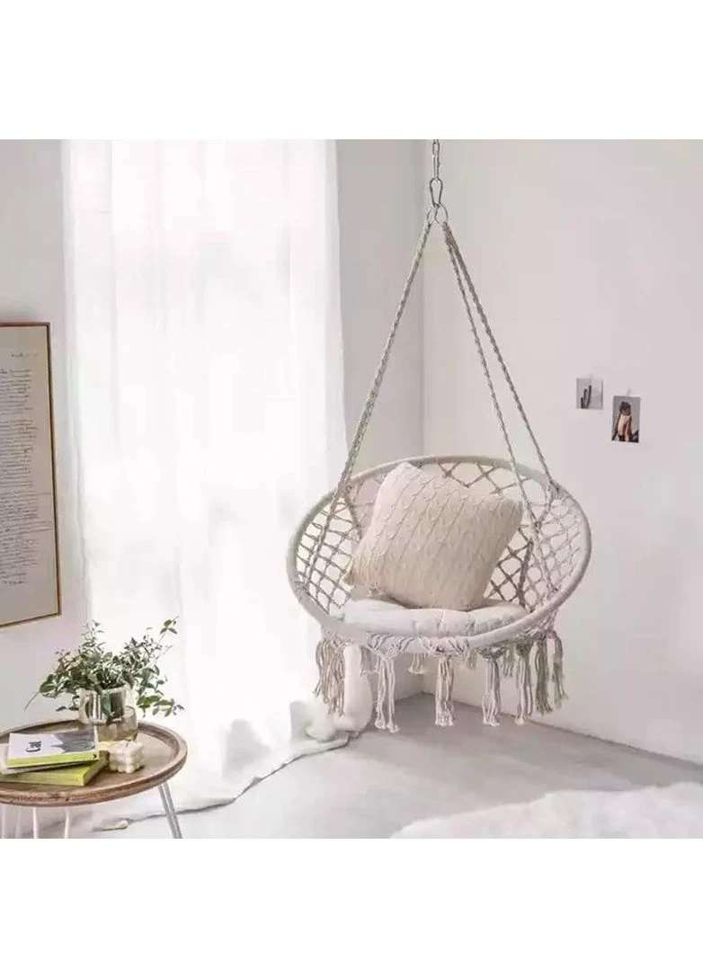 Гойдалка гамак Macrame, плетений гамак з подушкою, білого кольору HY003 World Sport (297647772)