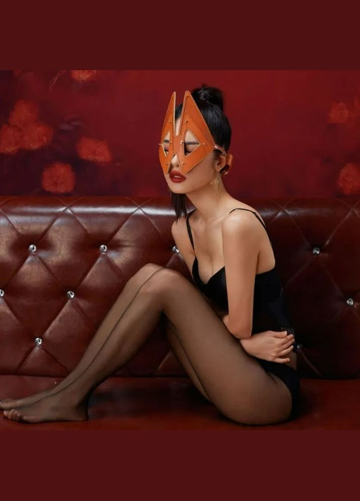 Маска Лисички с отстегивающейся передней частью, натуральная кожа, коричневая, Lockink (297130599)