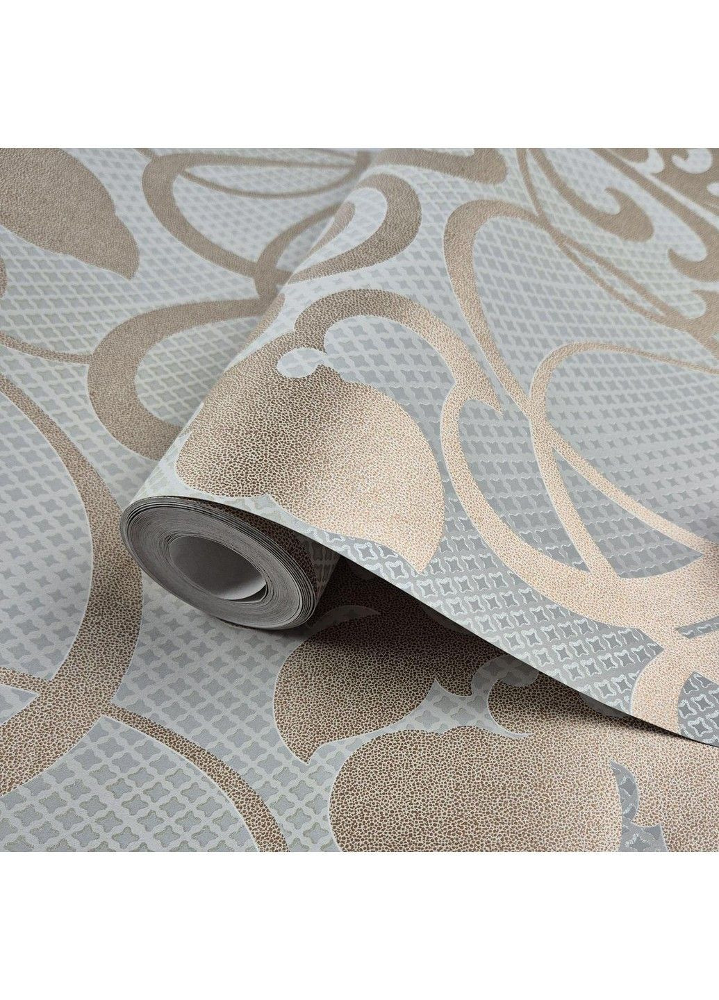 Обои флизелиновые 0.53 × 10.05 м 58646, серые с золотистым для спальни, гостиной, кабинета MARBURG (368895793)