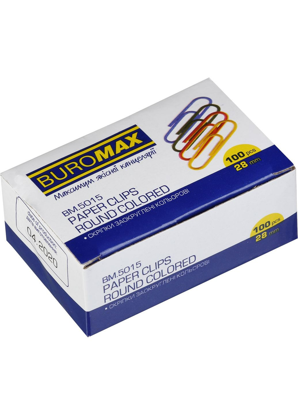 Скріпки кольорові 28 мм, 100 шт., круглі, BM.5015 (4823078958501) Buromax (292708678)