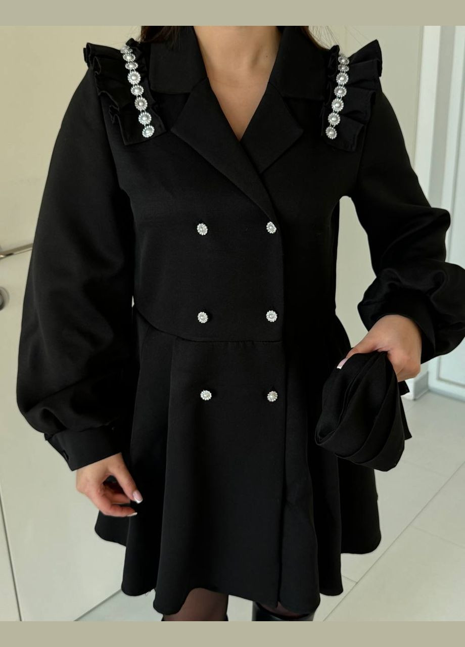 Чорна ділова, кежуал сукня піджак сукня-жакет No Brand однотонна