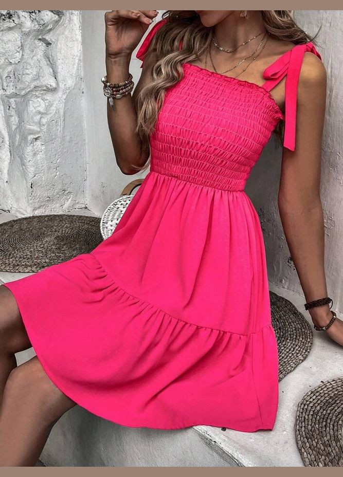 Малиновое кэжуал платье No Brand однотонное