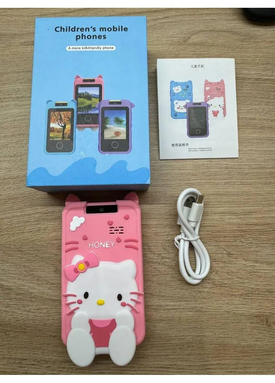 Рожевий Телефон Інтерактивний Смартфон із сенсорним екраном Дитяча іграшка з іграми камерою додатками Hot Huez (363832196)