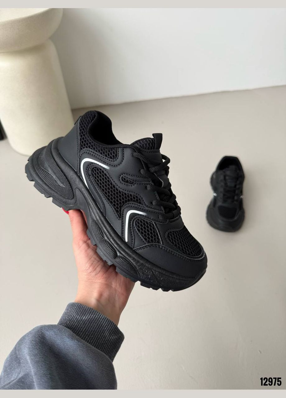 Черные кроссовки Black Rush из эко-кожи и сетки | 36–41 No Brand чёрные (332608013)