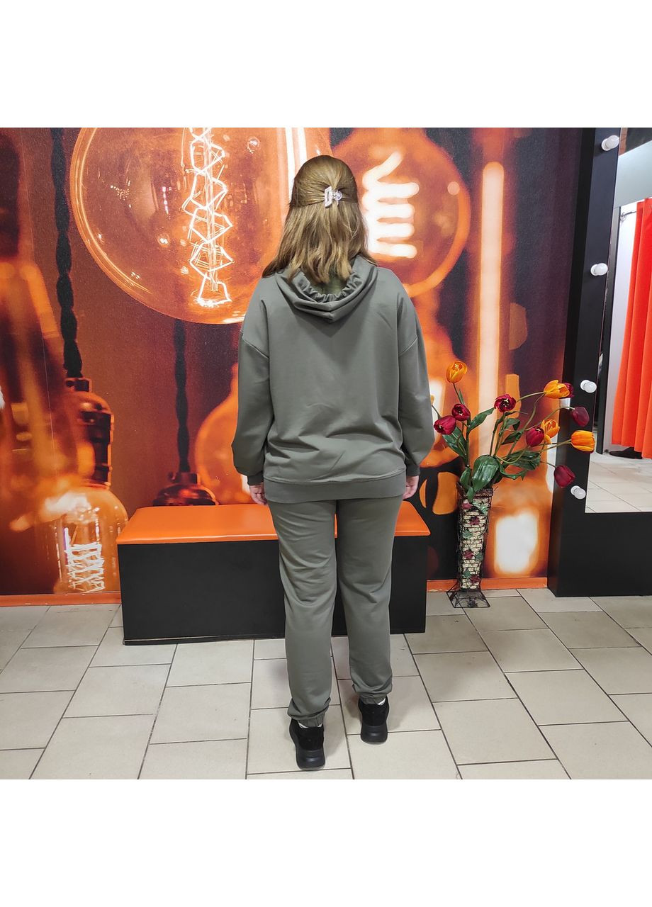 Костюм жіночий двонитка штани толстовка замок 52 хакі AKSAN (350349563)