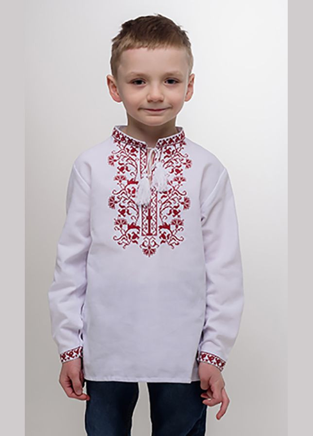 Белая вышиванка для мальчика vishivano4ka узор цветочный хлопок (306645539)