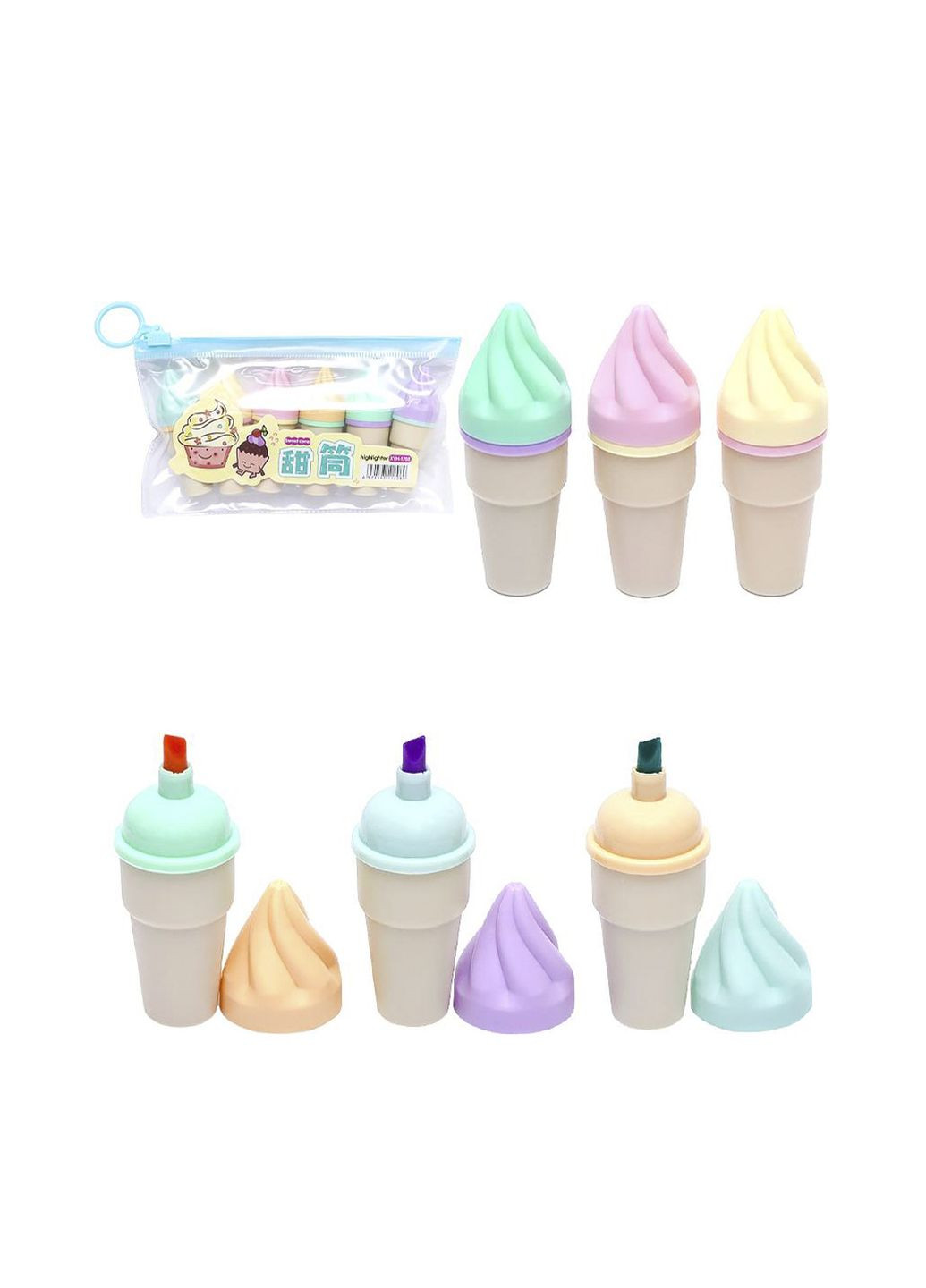 Набор текстовыделителей "Мороженое", 6 цветов цвет разноцветный ЦБ-00281032 No Brand (339402298)