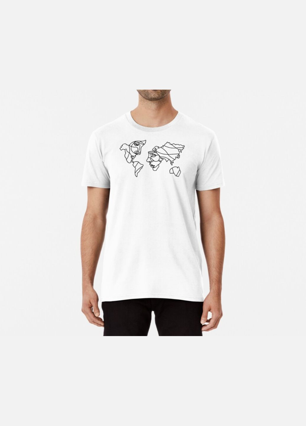 Біла чоловіча футболка з принтом контурна карта світу обличчя Stedman