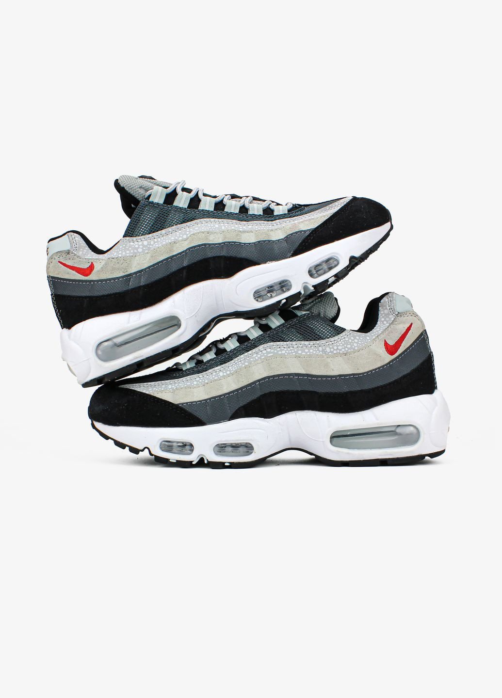Серые всесезонные кроссовки мужские nike air max 95 gray black white | найк аир макс 95 серые черные белые No Brand