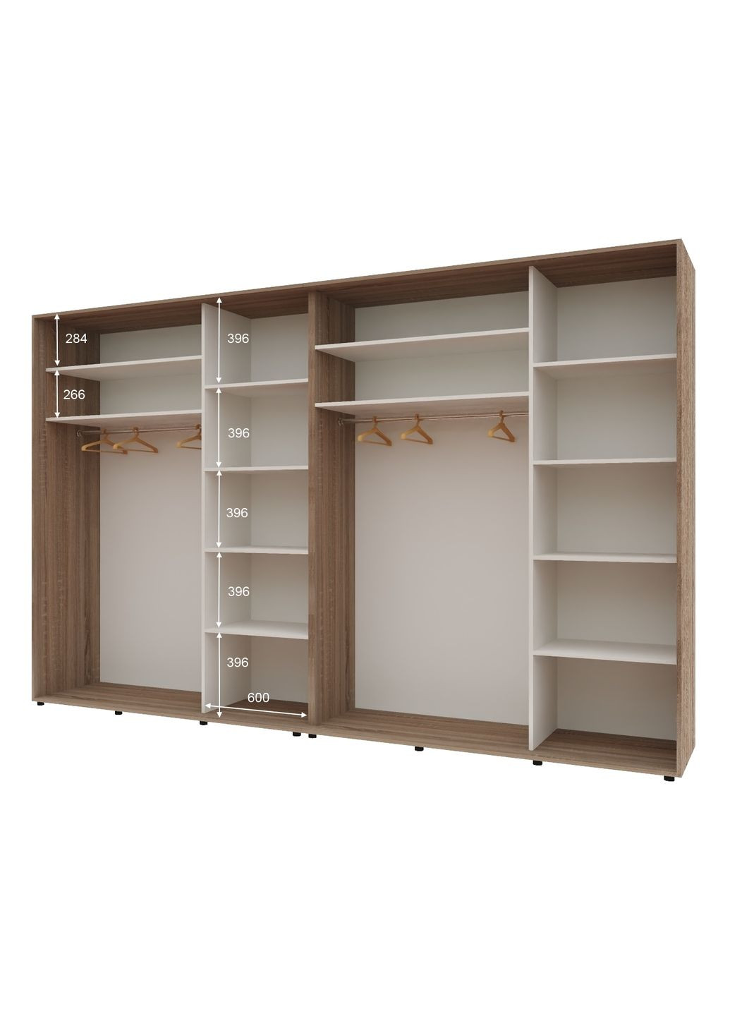 Шкаф-купе четырехдверный Комфорт Мебель 380*60*210 см Трюфель ДСП + Зеркало + Зеркало + ДСП Стандарт Комфорт Меблі (360438599)