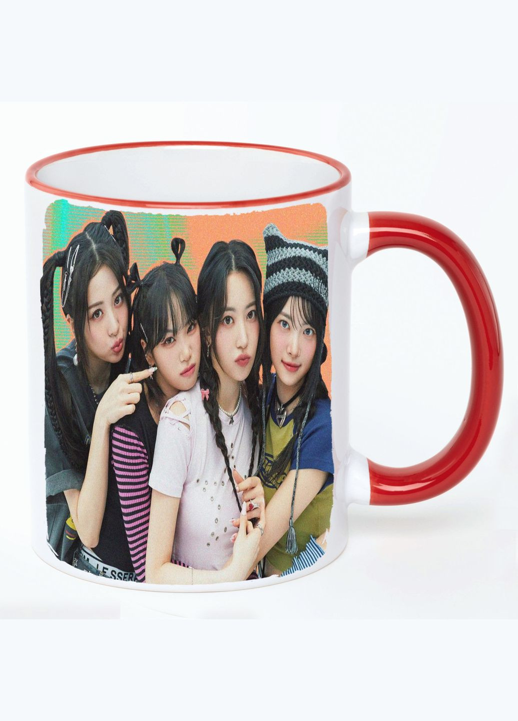 Чашка NewJeans K-pop #001 (кухоль, кухоль) Біла з Червоною ручкою 330 мл No Brand (322713930)