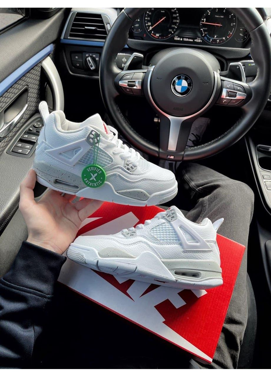 Білі Осінні кросівки чоловічі nike air jordan retro 4 white oreo найк аір джордан No Brand