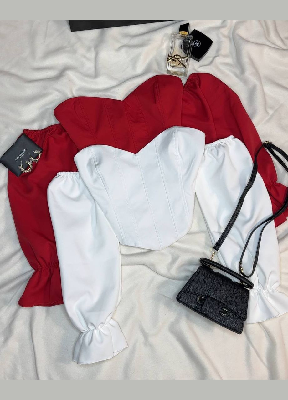 Біла блуза з імітацією корсету No Brand