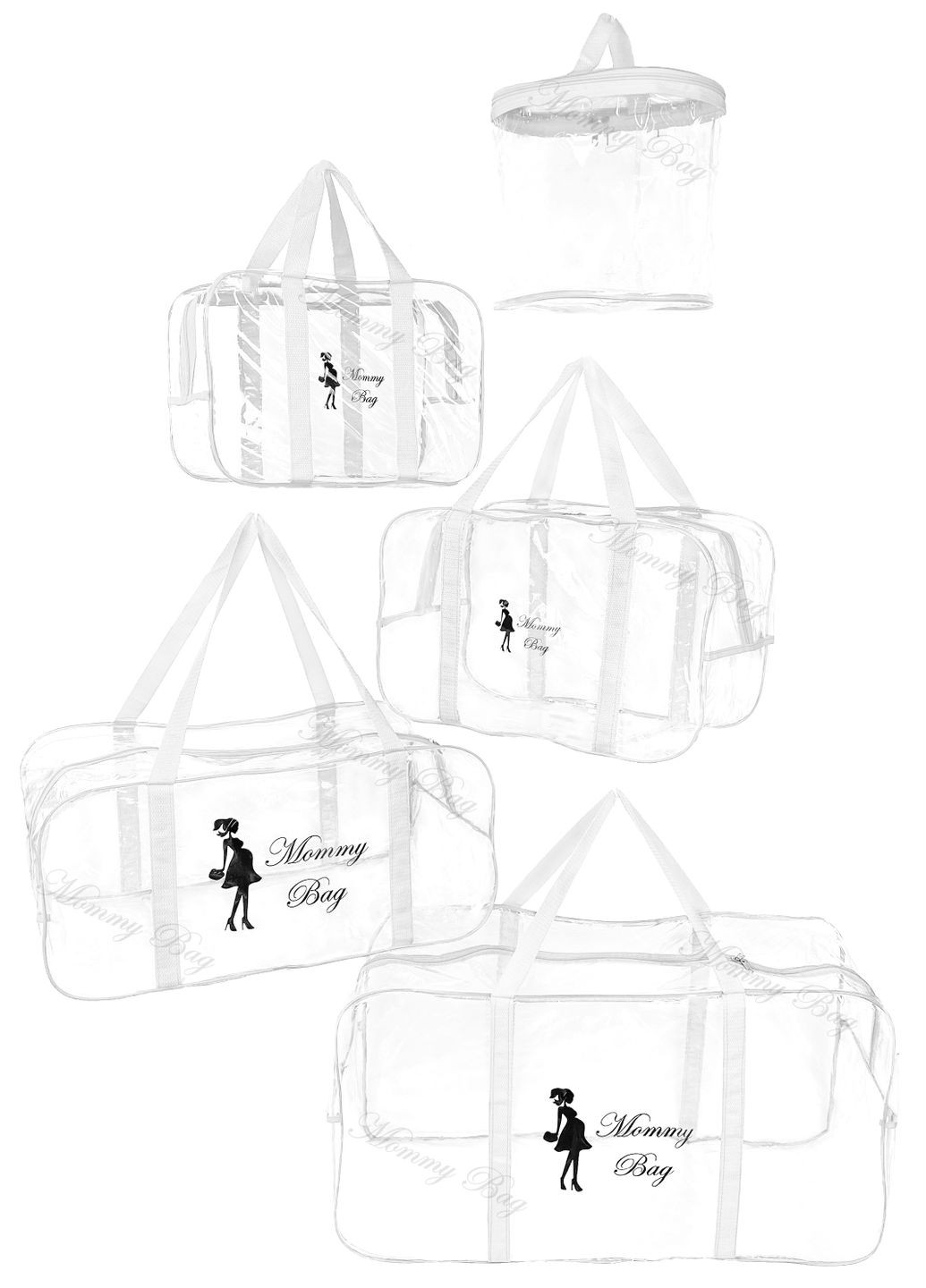 Набор из прозрачных сумок в роддом (S, M, L, XL + органайзер) Mommy Bag (280942066)