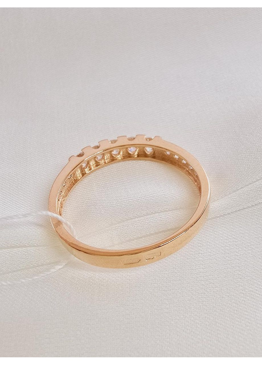 Золотое кольцо с фианитами, красное золото 585 пробы (17.5р) 1401108-1к Столична Ювелірна Фабрика (355795709)