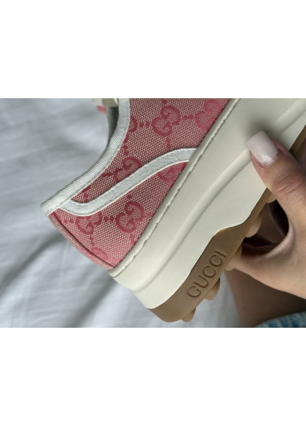 Кроссовки женские Gucci GG Canvas | Гуччи Канвас розовые No Brand розовые демисезоны (366343494)