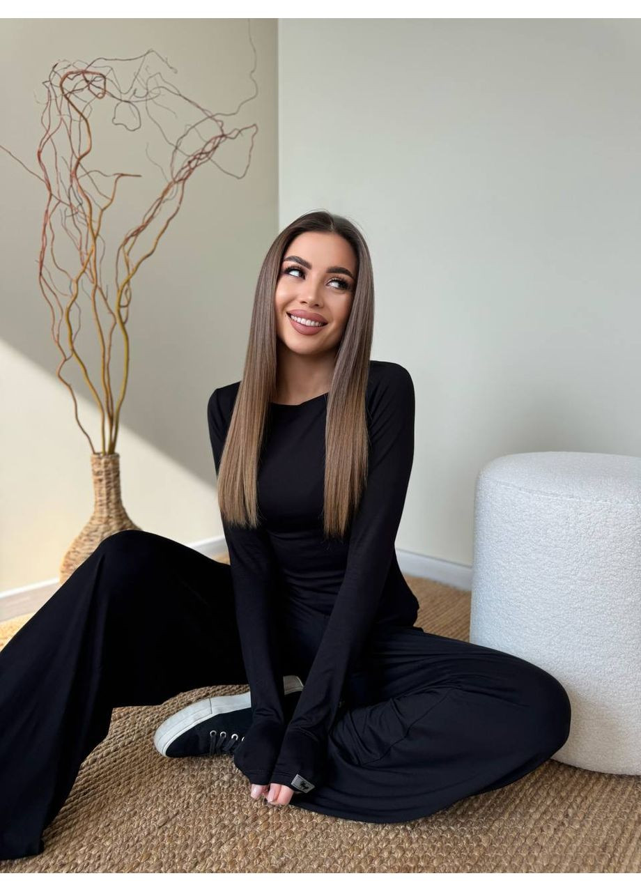 Женский костюм двойка лонгслив и брюки палаццо MonCher (351554833)