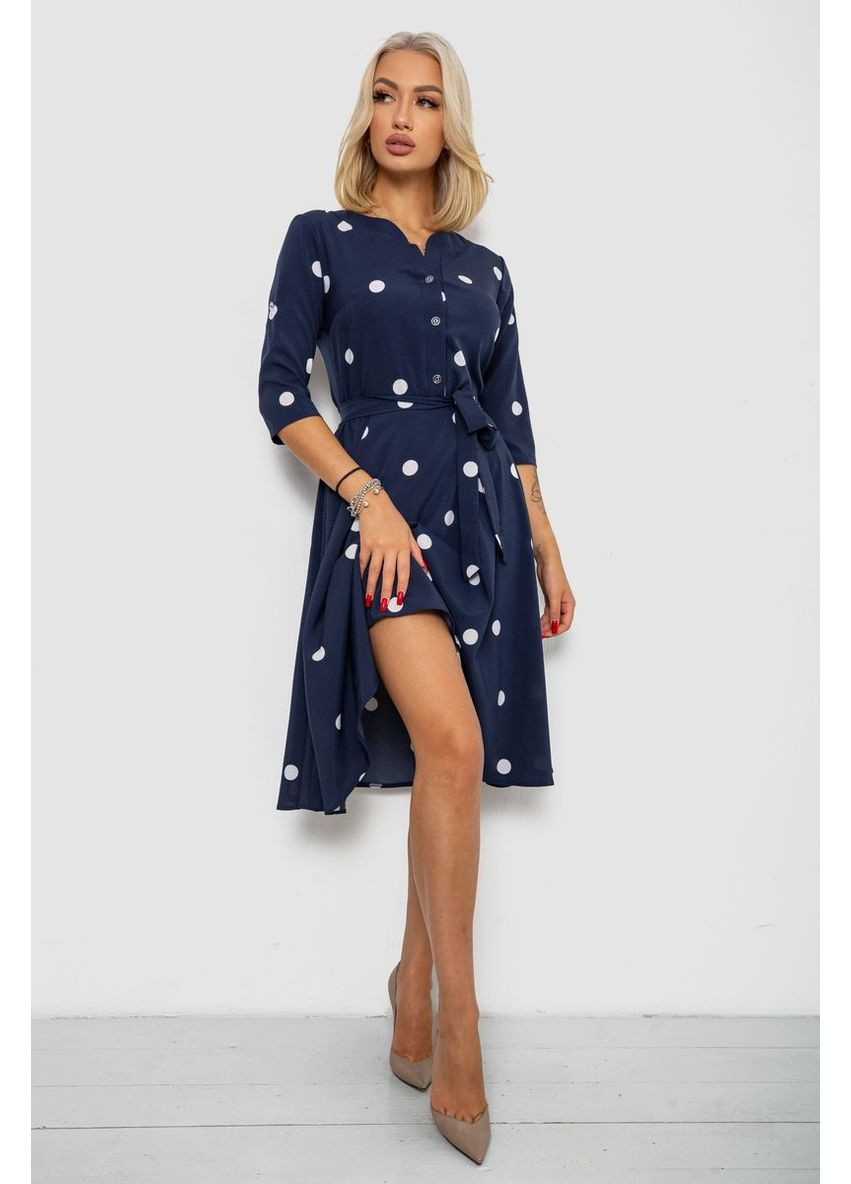 Синее платье софт с принтом в горох Ager