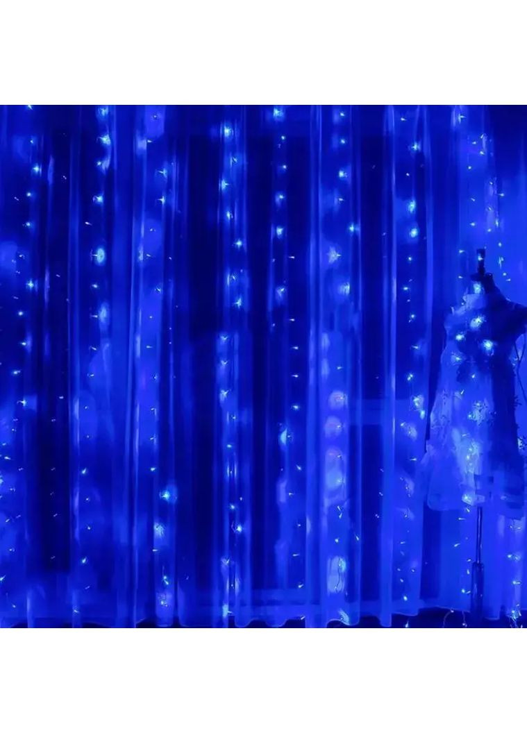 Святкова гірлянда завісу "Штора" на вікно 200LED 3х3м колір Синій USB Benson (367073195)