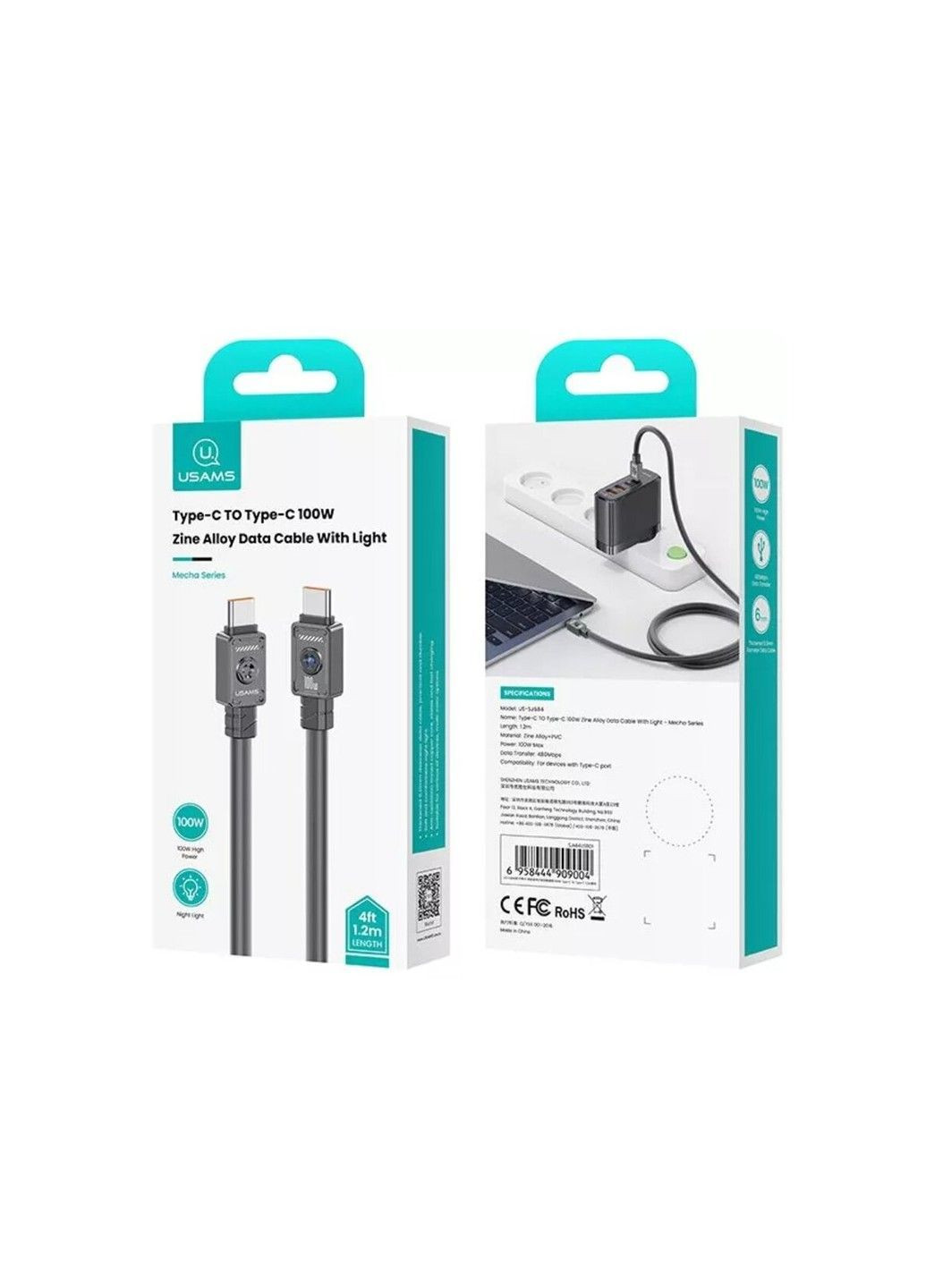 Кабель US-SJ684 Type-C TO Type-C 100W 1.2m black USAMS (371362682)