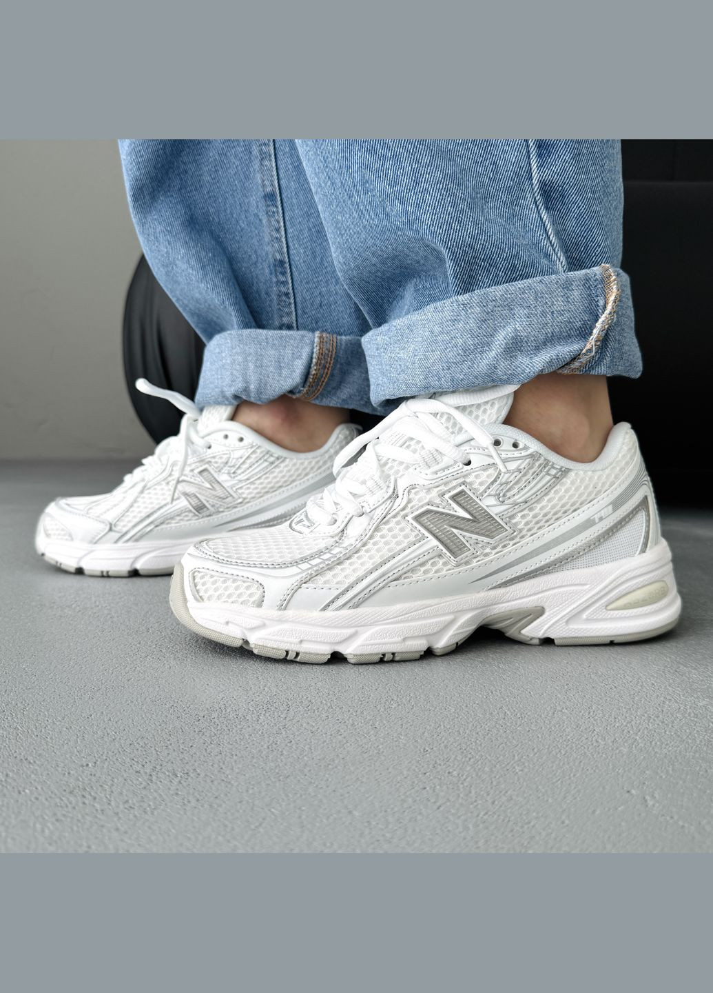 Белые демисезонные кроссовки мужские и женские new balance 740v2 white grey | нью беланс 740 белые No Brand