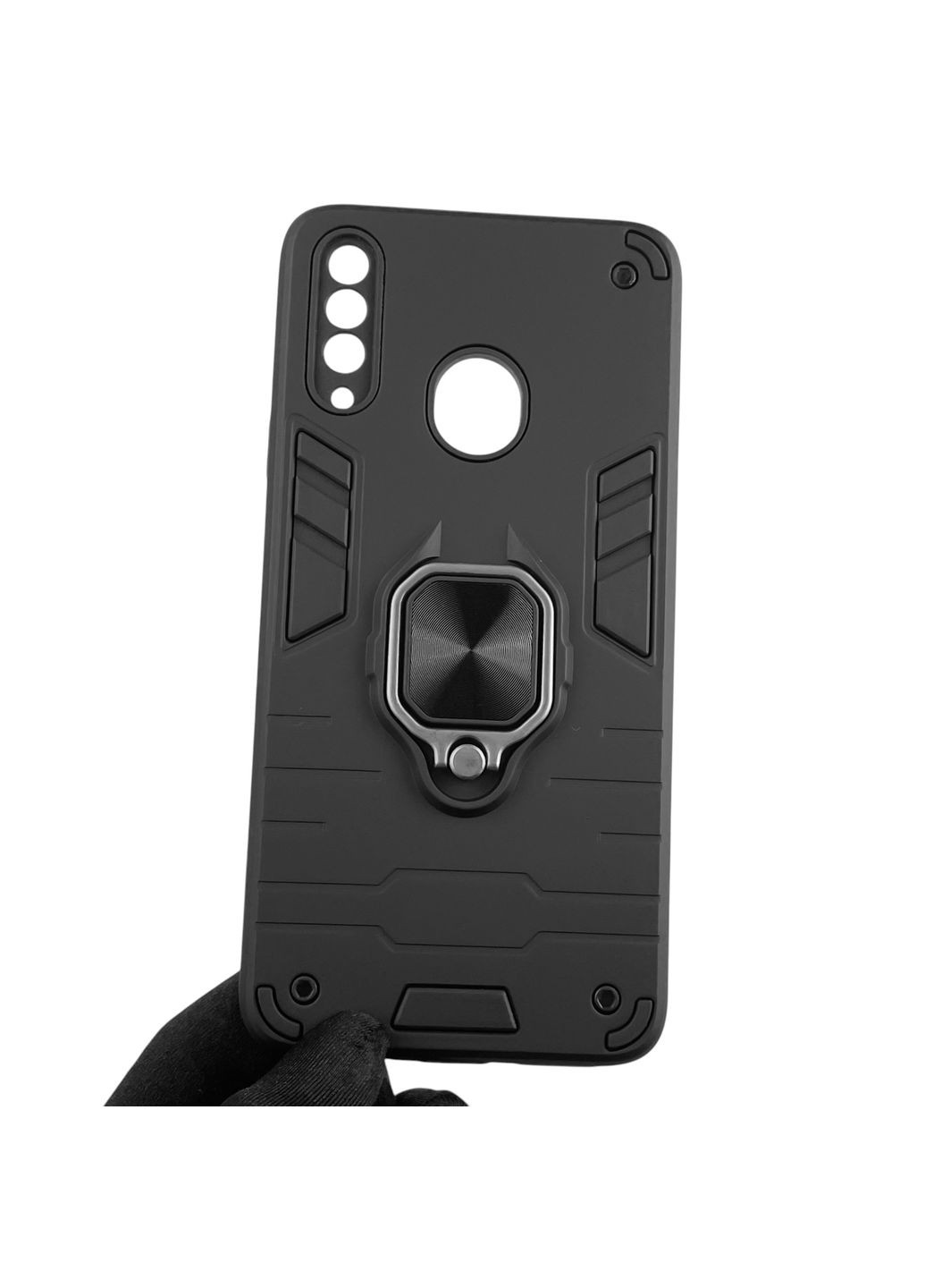 Чехол для телефона Galaxy A20S (SM-A207F) бронированный с кольцом-держателем на самсунг а20с чёрный Samsung (366229870)