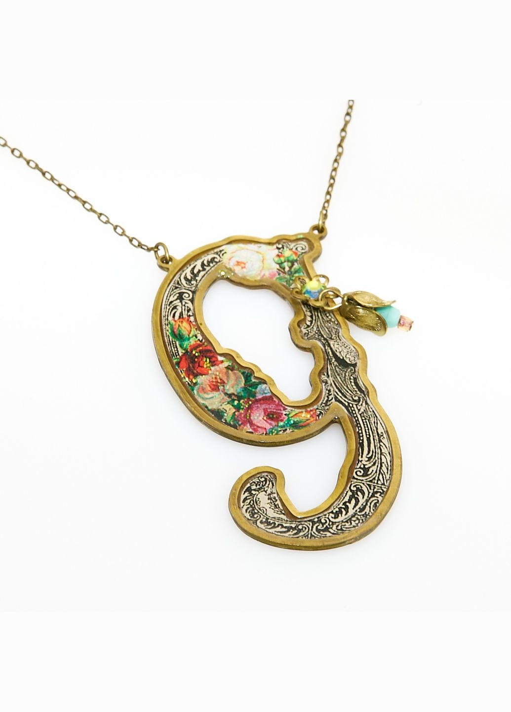 Кулон з латуні у вигляді літери "g" з кристалами Swarovski Michal Negrin (346241935)