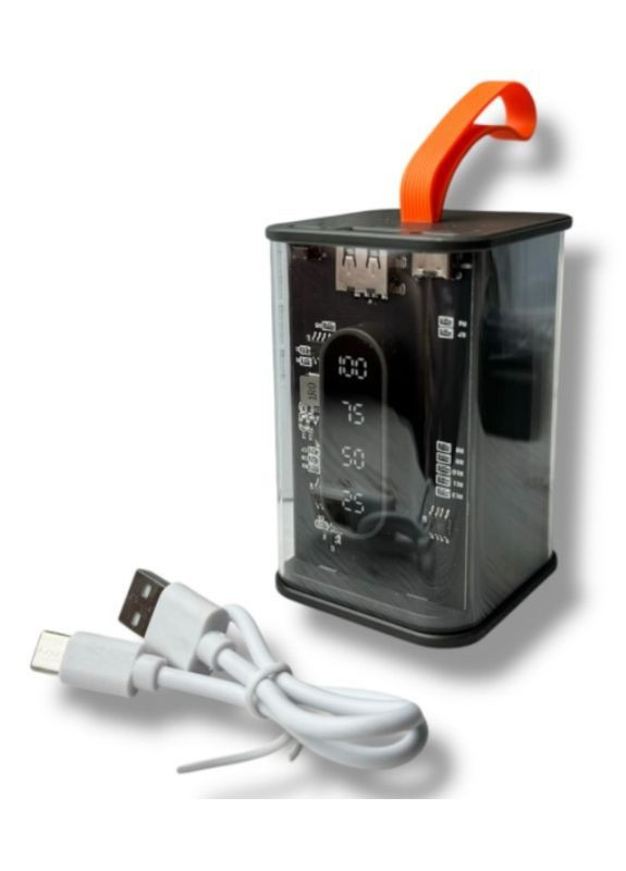 Портативный повербанк Power Bank с прозрачным корпусом и LED-индикацией заряда 20000 mAh Черный (2104618817) No Brand (370606378)