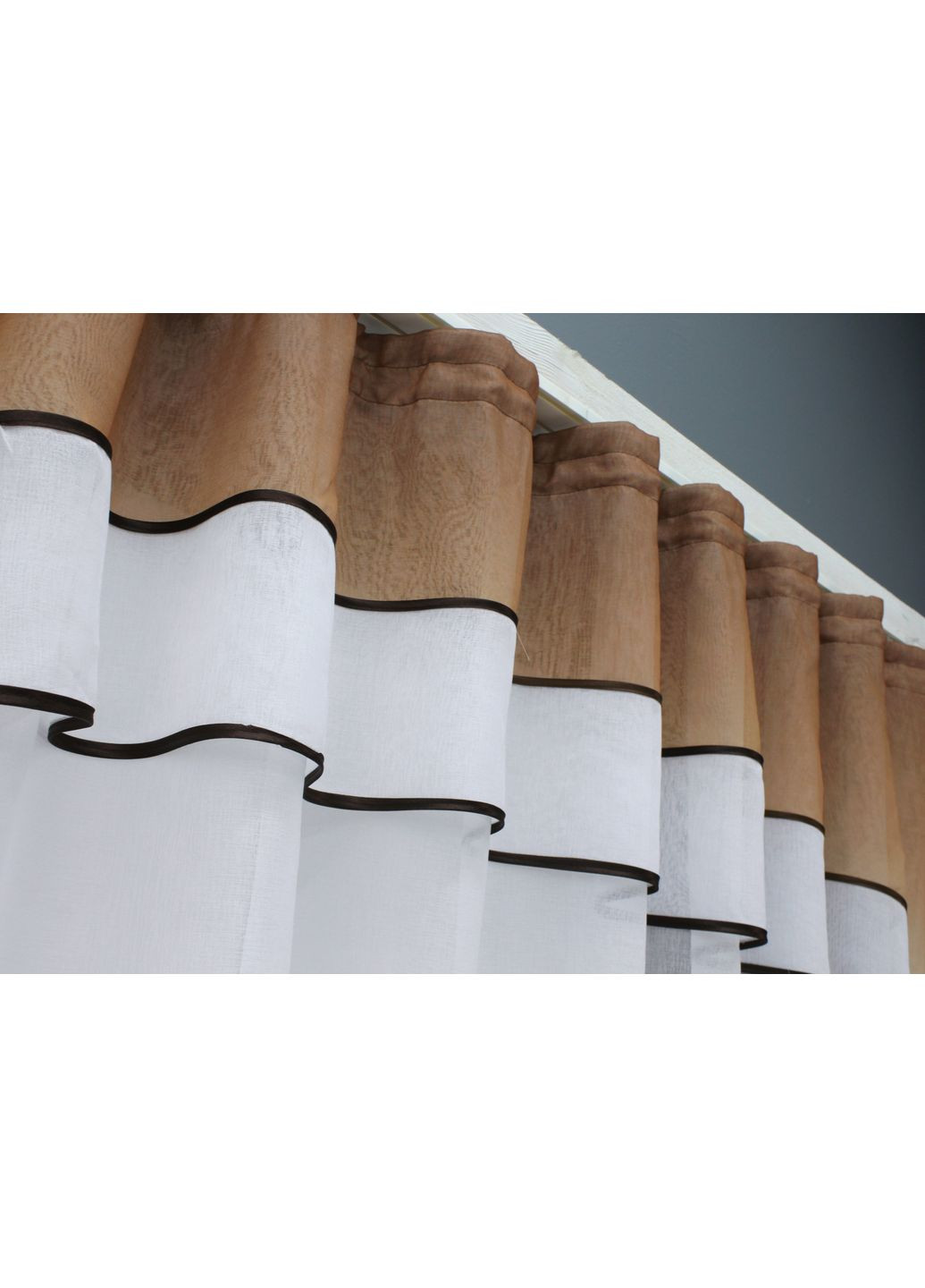 Гардина арка на кухню № 110к белый с венге 280х170 см (52-1162) VR-Textil (317365611)