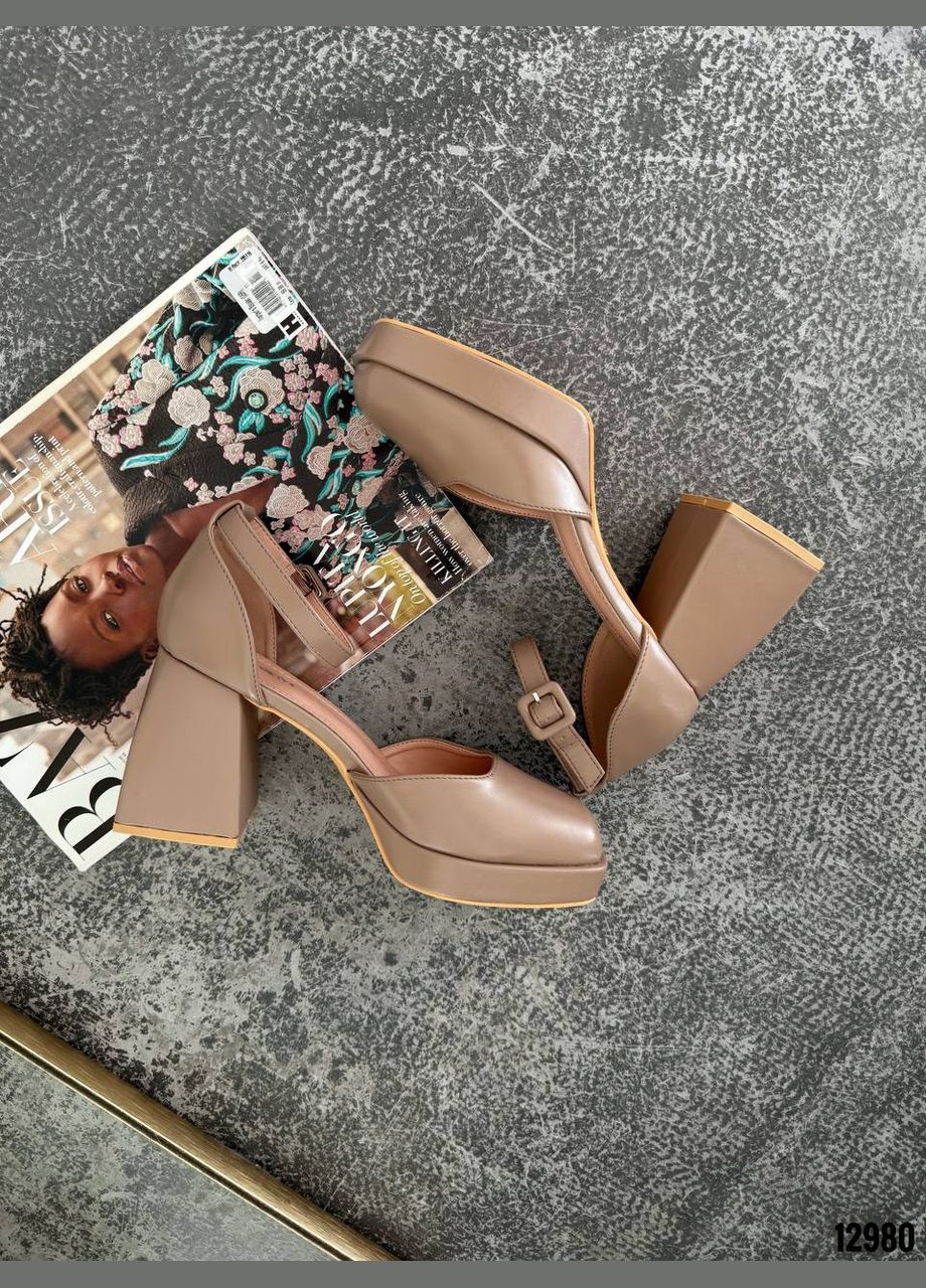 No Brand Туфли "Caffè Mokka" из эко-кожи на каблуке | 36–40 серо-бежевый з, — (332608020)