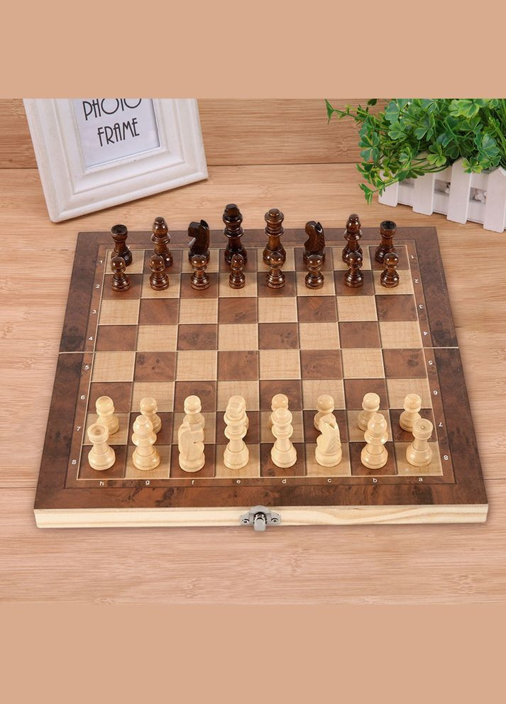Набір шахи, шашки та нарди дошка 29 см дерево No Brand (322650705)