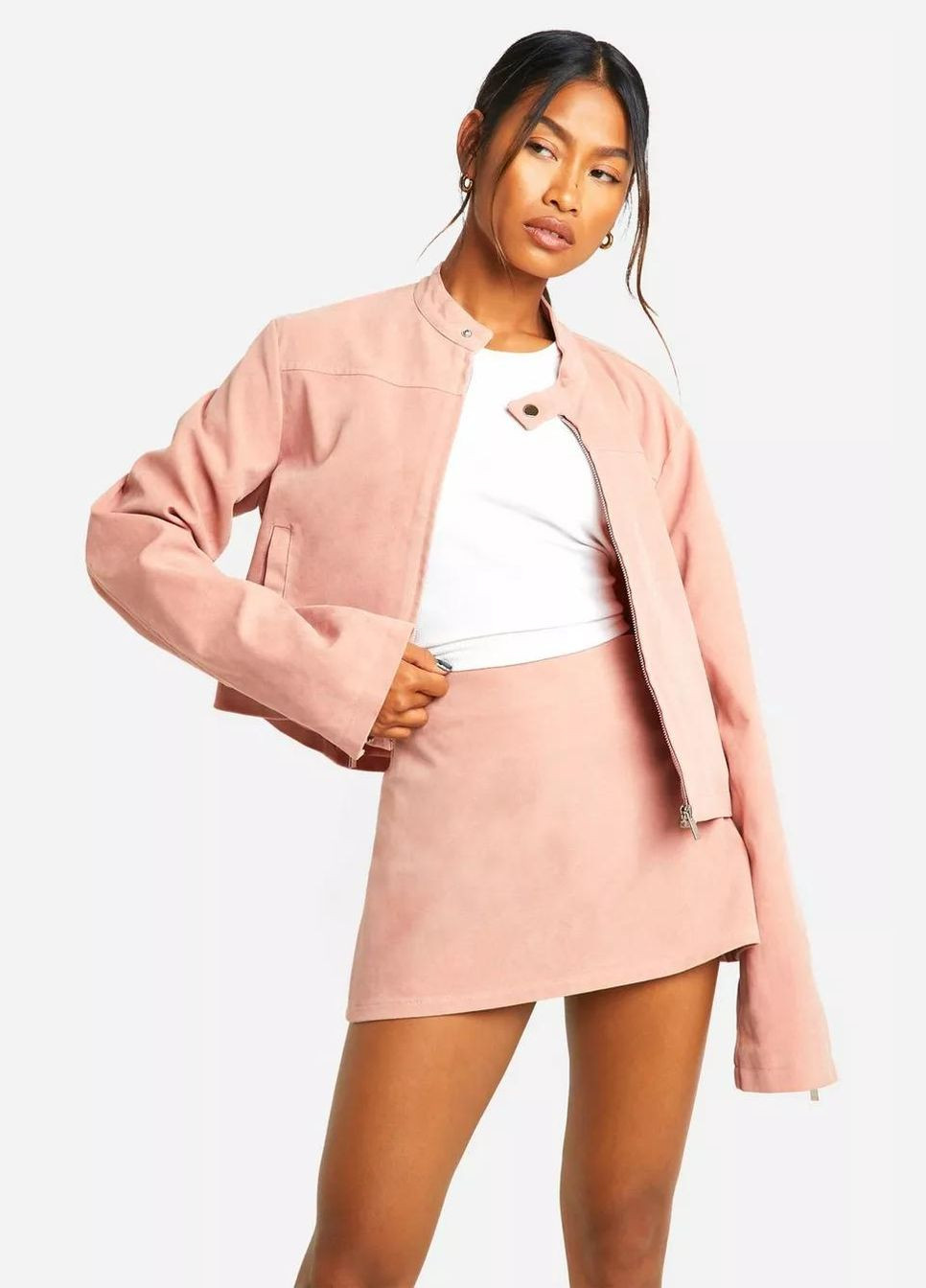 Бордовая повседневная однотонная юбка Boohoo