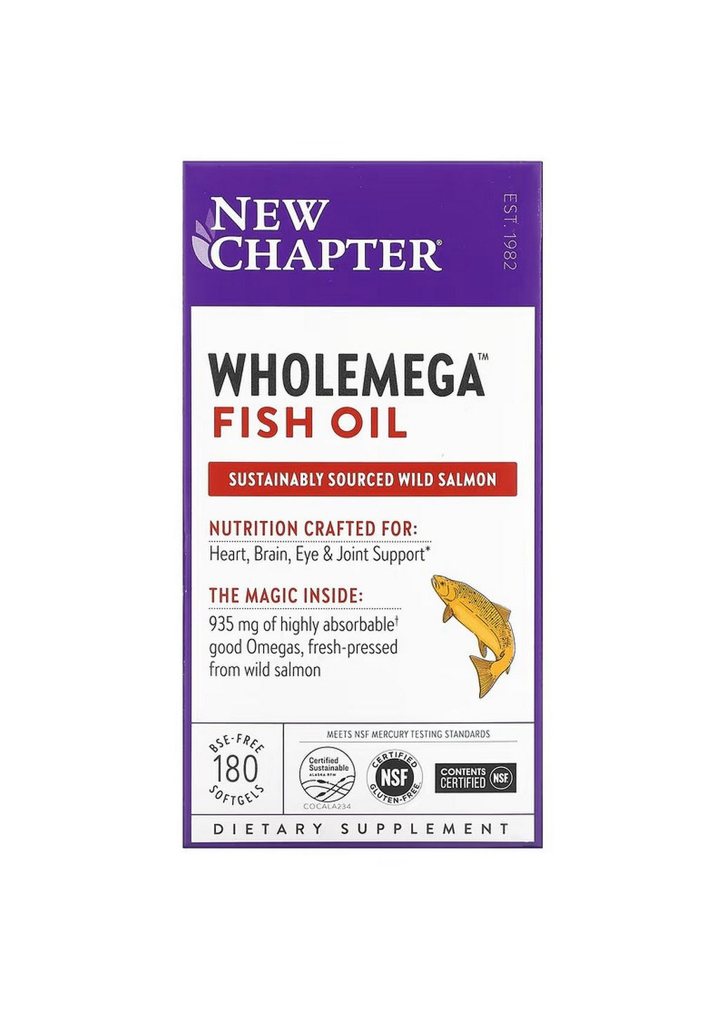 Жирные кислоты Wholemega Fish Oil, 180 капсул New Chapter (293341254)