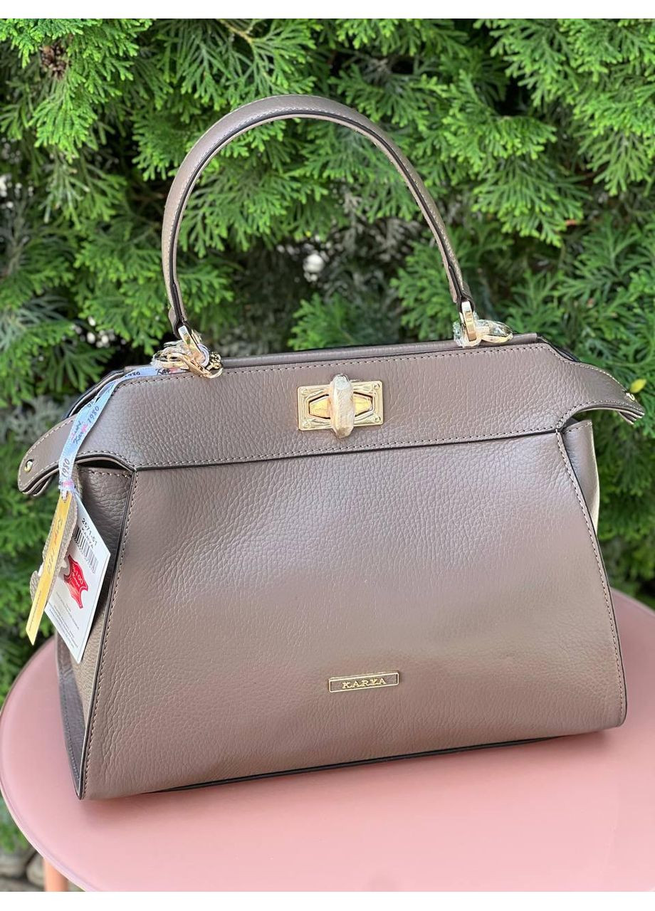 Сумка жіноча натуральна шкіра Туреччина на два відділення темно бежева Karya (351506172)