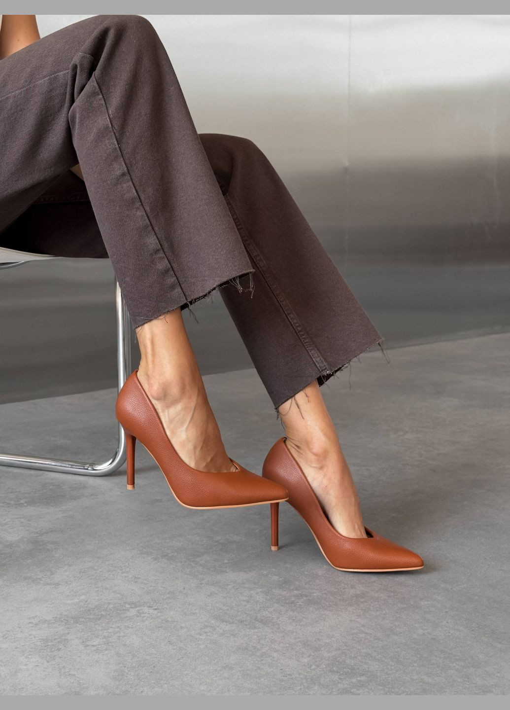 No Brand Женские туфли Vika из экокожи флотар орехового цвета на каблуке 10 см. рыжий з, — (347242349)