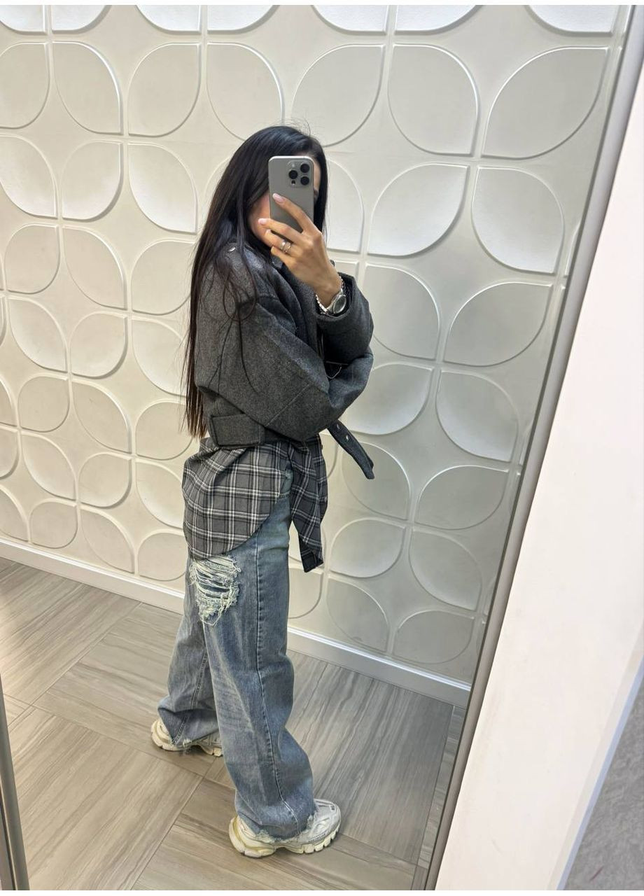 Сіра демісезонна жіноча косуха на підкладці косуха No Brand