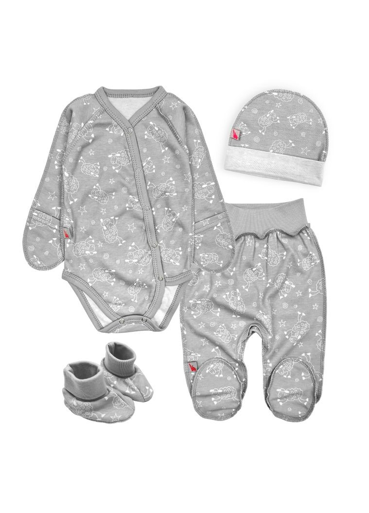 Сірий демісезонний дитячий бавовняний комплект 4в1 sweet dream Tunes