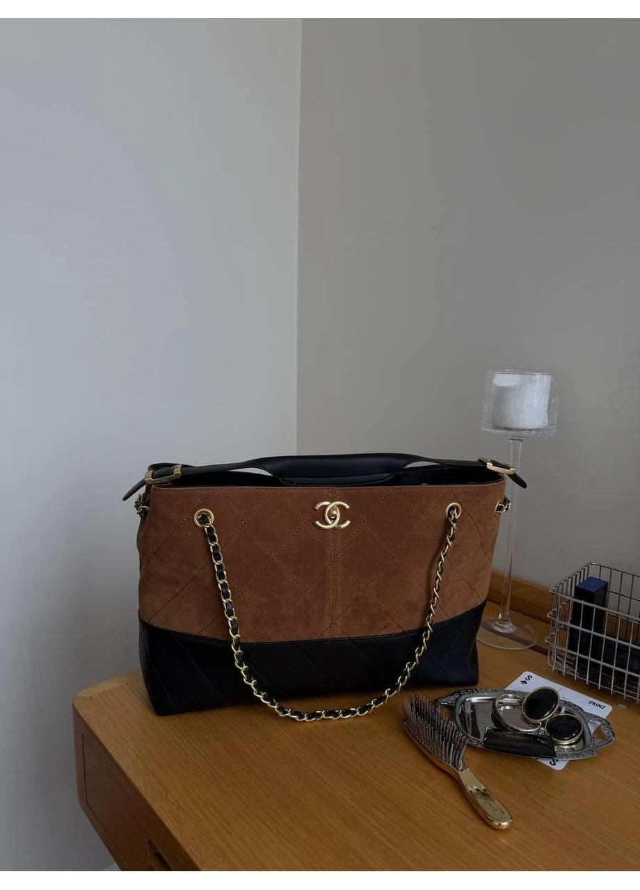 Женская Сумочка Шанель Брендовая Коричневая Шопер С Логотипом Shopping Bag 33 Seli Chanel (392710782)