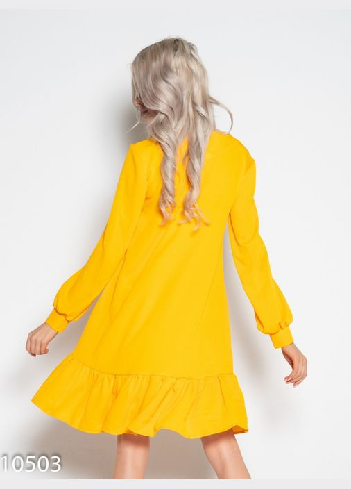 Жовтий ділова, повсякденний сукня з воланом No Brand однотонна