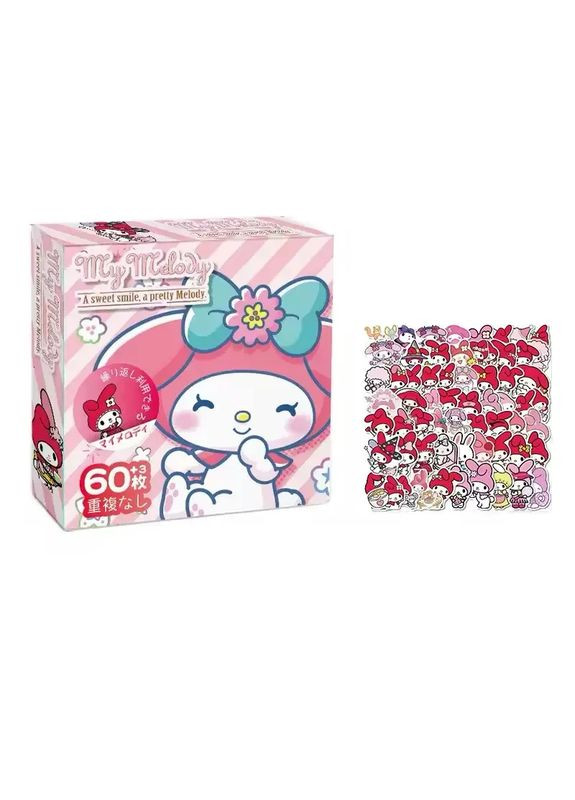 Набор наклеек, стикеров My Melody Май Мелоди наклейки 60+3 шт Sanrio (363054197)