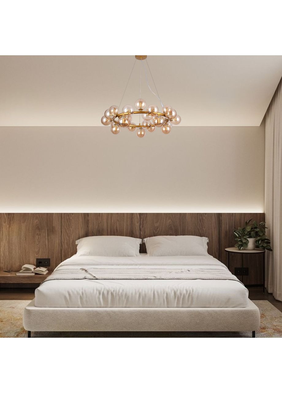 Бронзовая круглая люстра на 25 ламп с кофейными плафонами (84-1019-25 DDG+BR) No Brand (370072364)