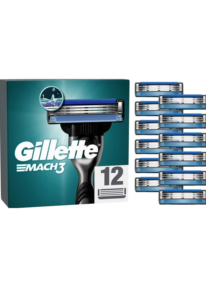 Змінні картриджі для гоління (леза) чоловічі Mach3 12 шт Gillette (346493566)