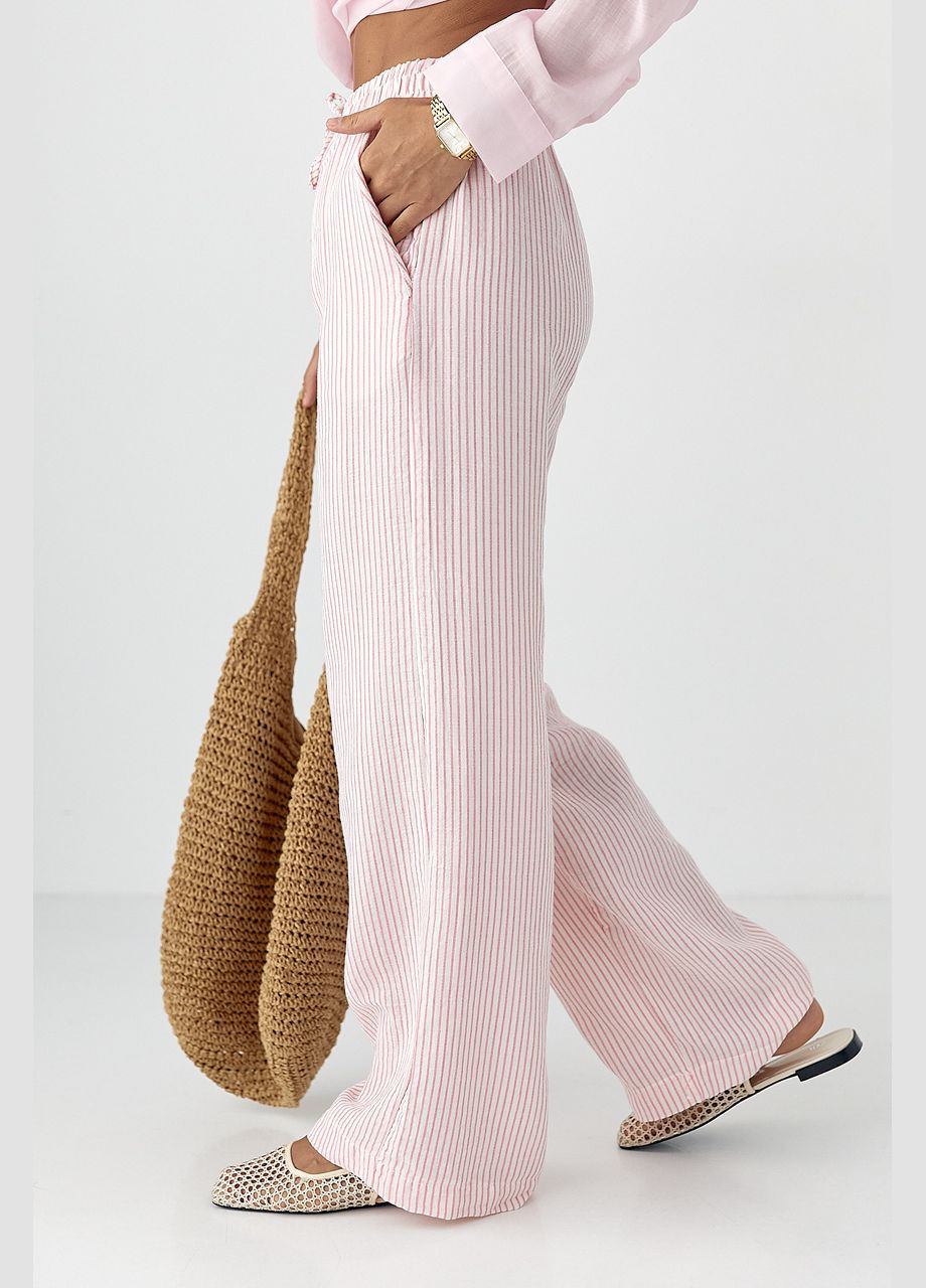 Летние брюки в полоску - голубой цвет Lurex (340917530)